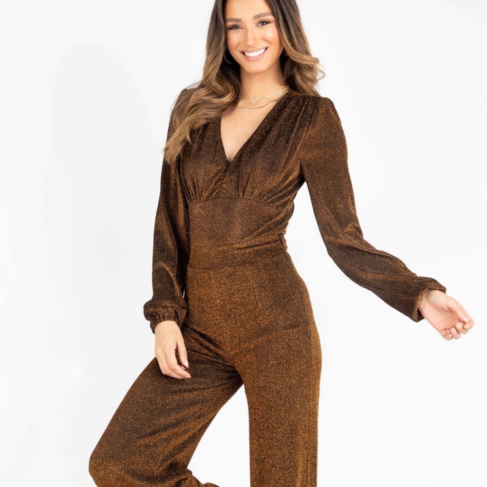Kittenish Metallic Brown Long Sleeve Bodysuit